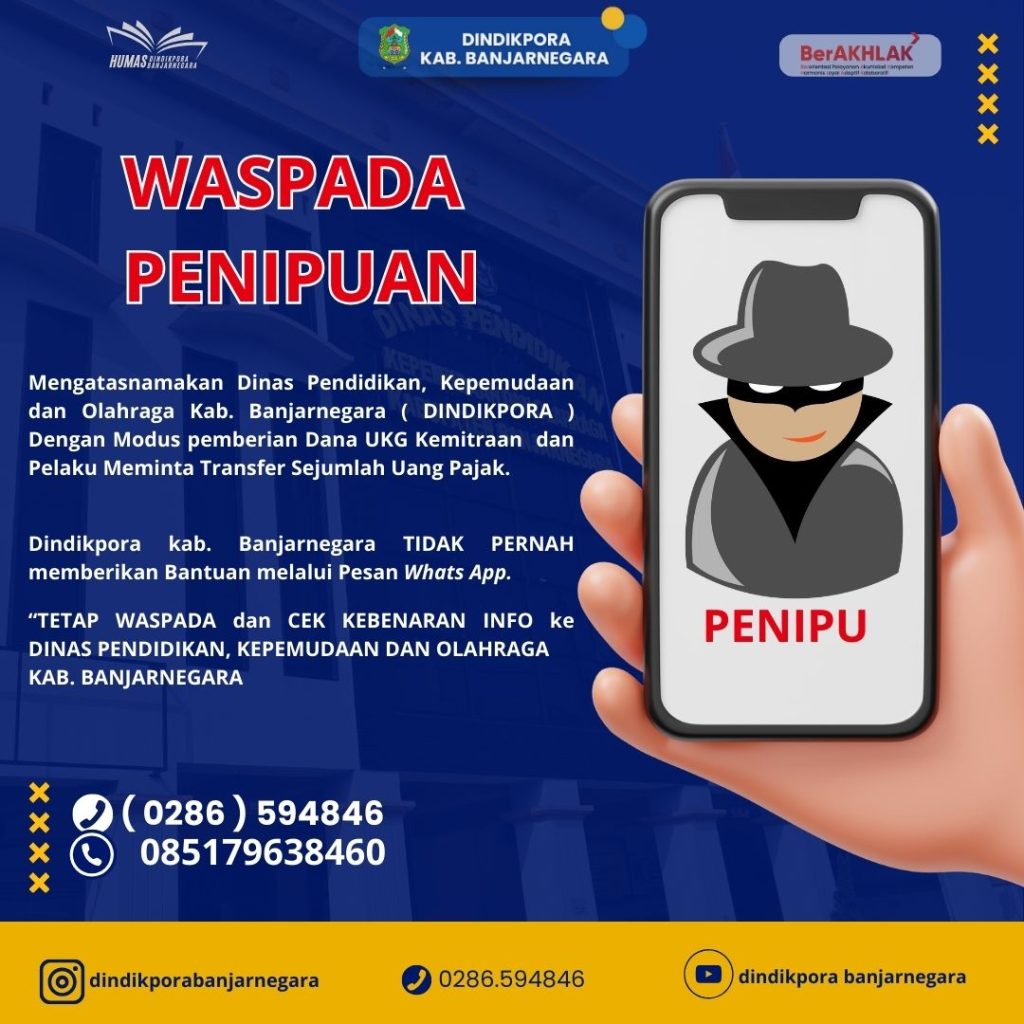 Waspada Penipuan Mengatasnamakan Dindikpora Banjarnegara