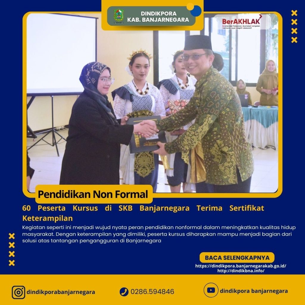 60 Peserta Kursus di SKB Banjarnegara Terima Sertifikat Keterampilan