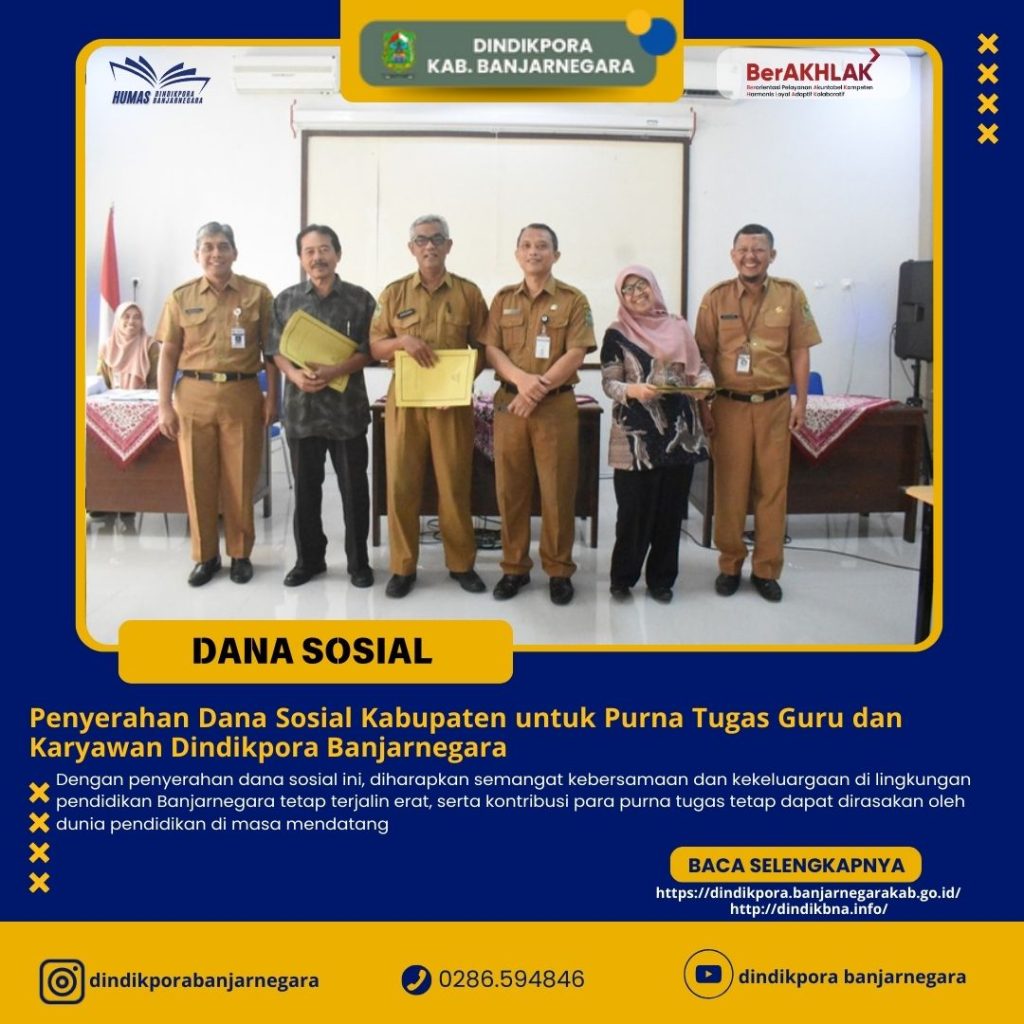Penyerahan Dana Sosial Kabupaten untuk Guru dan Karyawan Dindikpora Banjarnegara