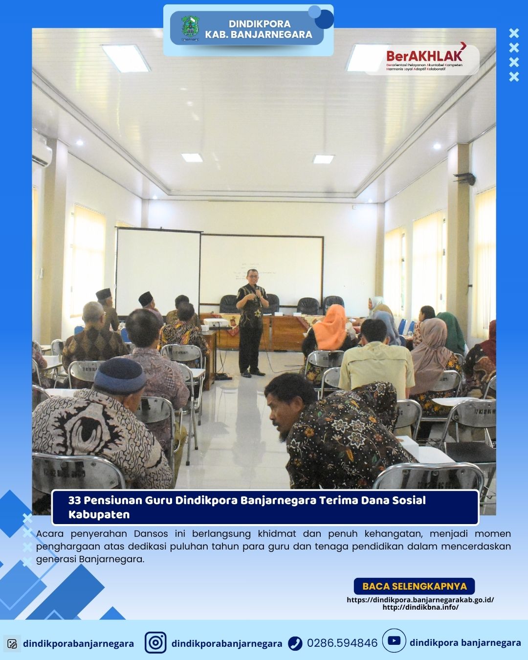 Featured image for 33 Pensiunan Guru Dindikpora Banjarnegara Terima Dana Sosial Kabupaten